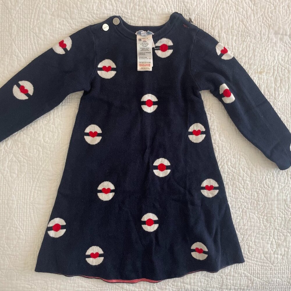 Jacadi French Navy Knitted Dress  Size 4 years